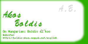 akos boldis business card